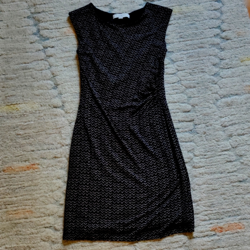 LOFT black and beige chevron dress